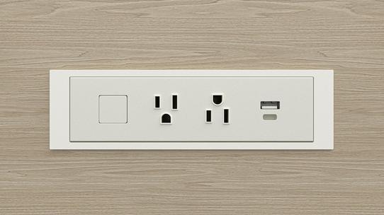 Groupe Lacasse - Quorum Multiconference - QuickShip - QUORUM Multiconference / Electrical modules / communication - 15 AMP / USB-A+C 18W Outlets