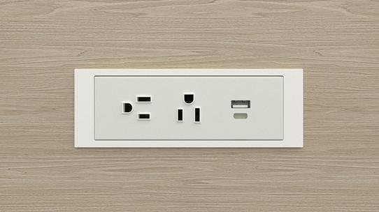 Groupe Lacasse - Quorum Multiconference - QuickShip - QUORUM Multiconference / Electrical modules - 15 AMP Electrical Outlets / USB-A+C 18W Outlets